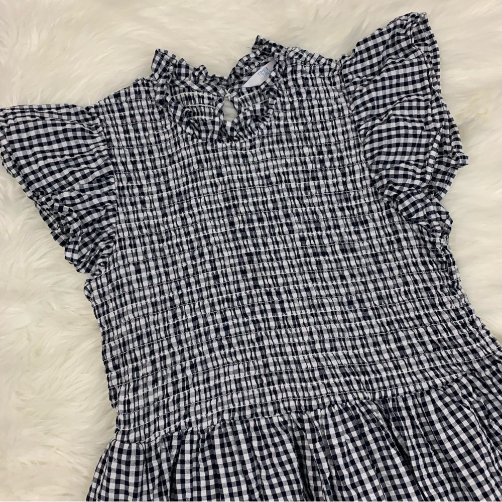 Time and Tru Black and White Plaid Smocked Ruffle Dress - Picture 8 of 15